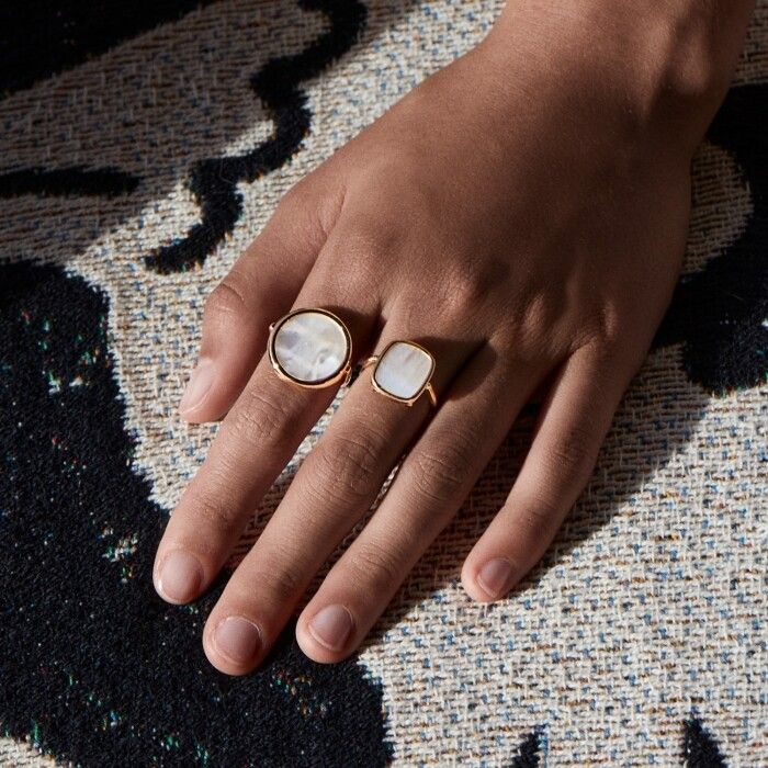 Antique Ring in 18-carat rose gold and agate - White