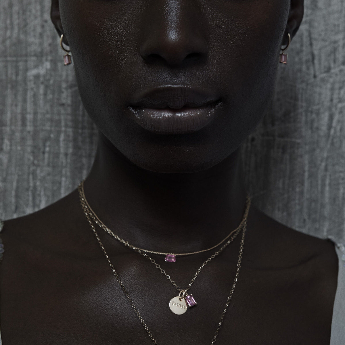 Cocktail single-loop earring in 18-carat rose gold and quartz - Brown