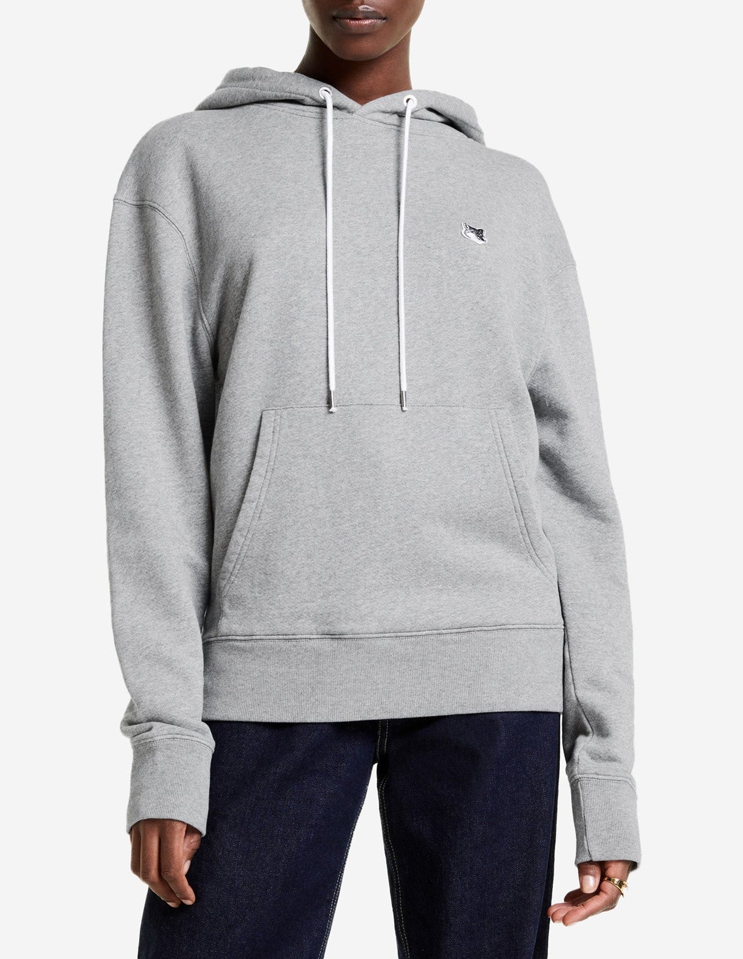 Sweat à capuche avec écusson - Grey Melange