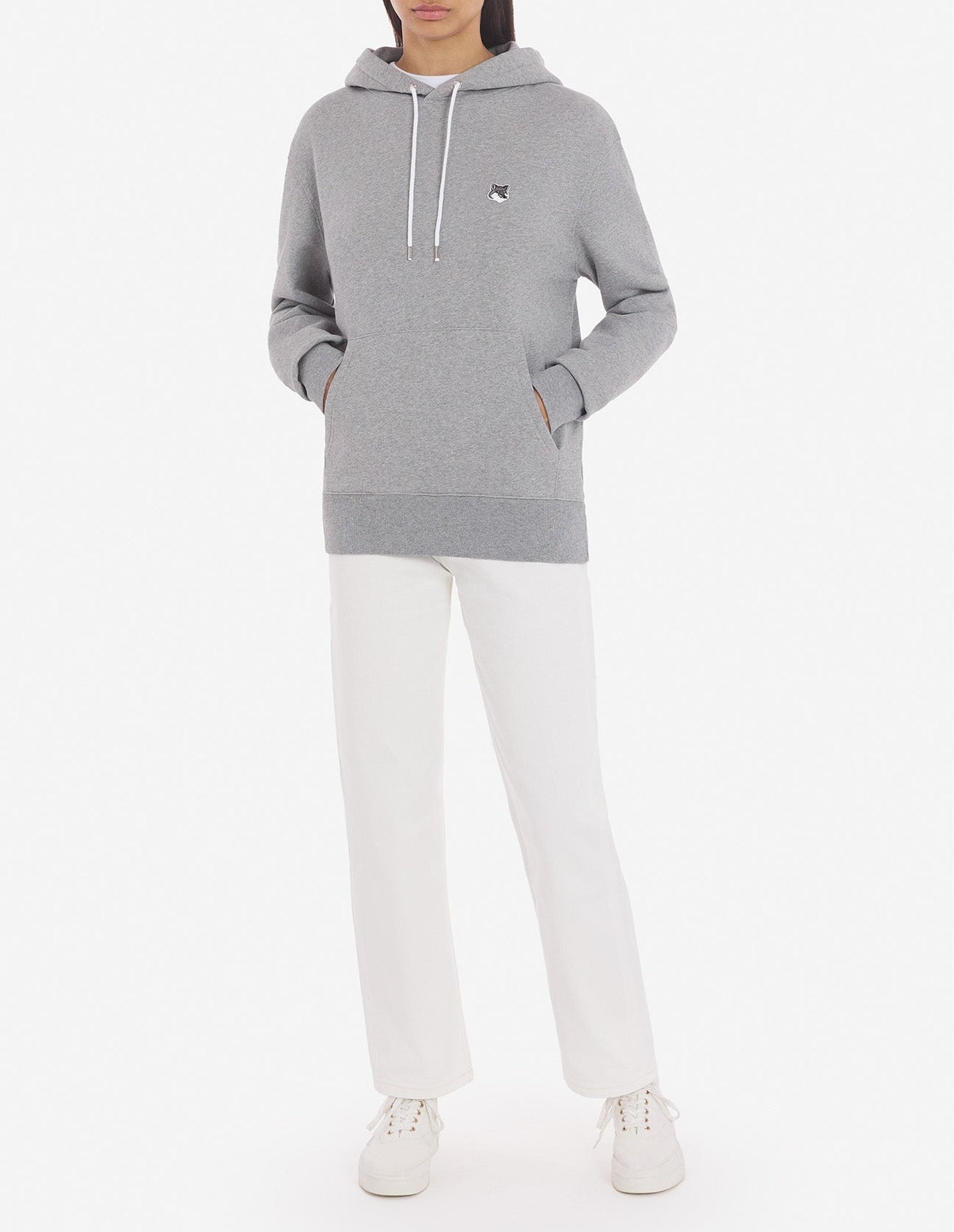 Sweat à capuche avec écusson - Grey Melange