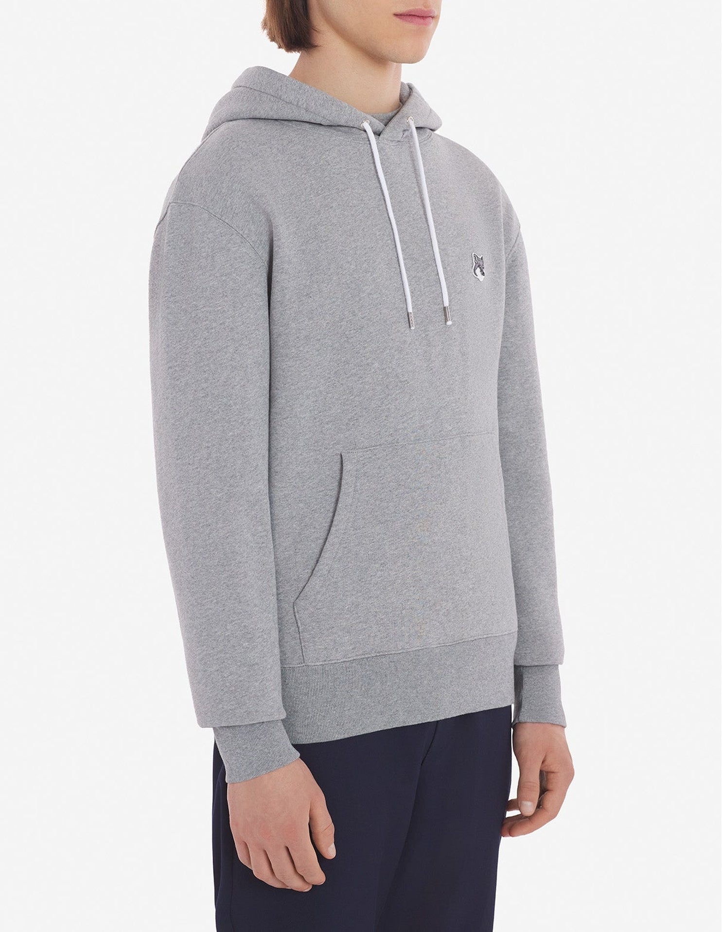 Sweat à capuche avec écusson - Grey Melange