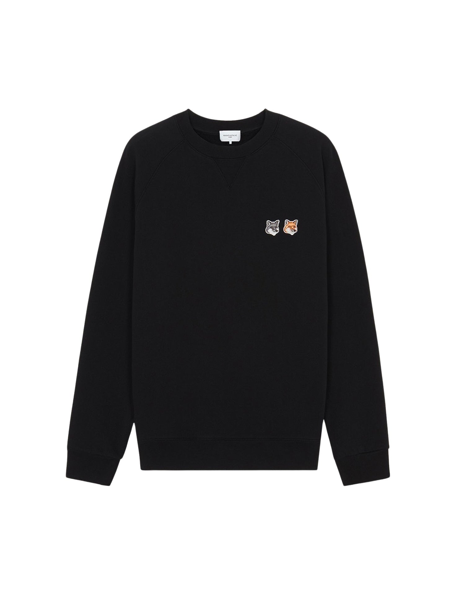 Sweatshirt à manches longues avec double avec écusson - Black