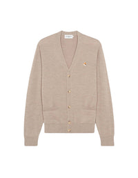 Cardigan à col V en laine - Beige Melange