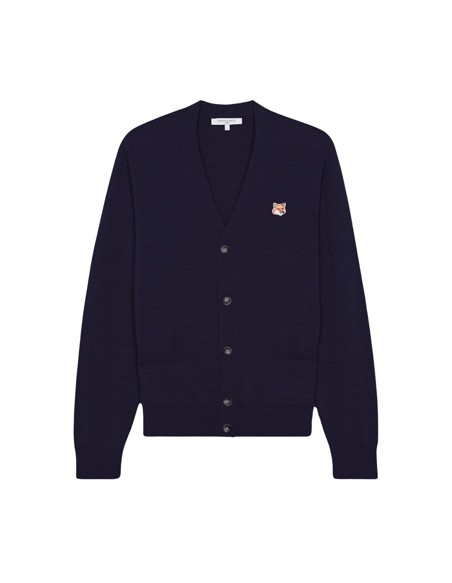 Cardigan à col V en laine - Navy