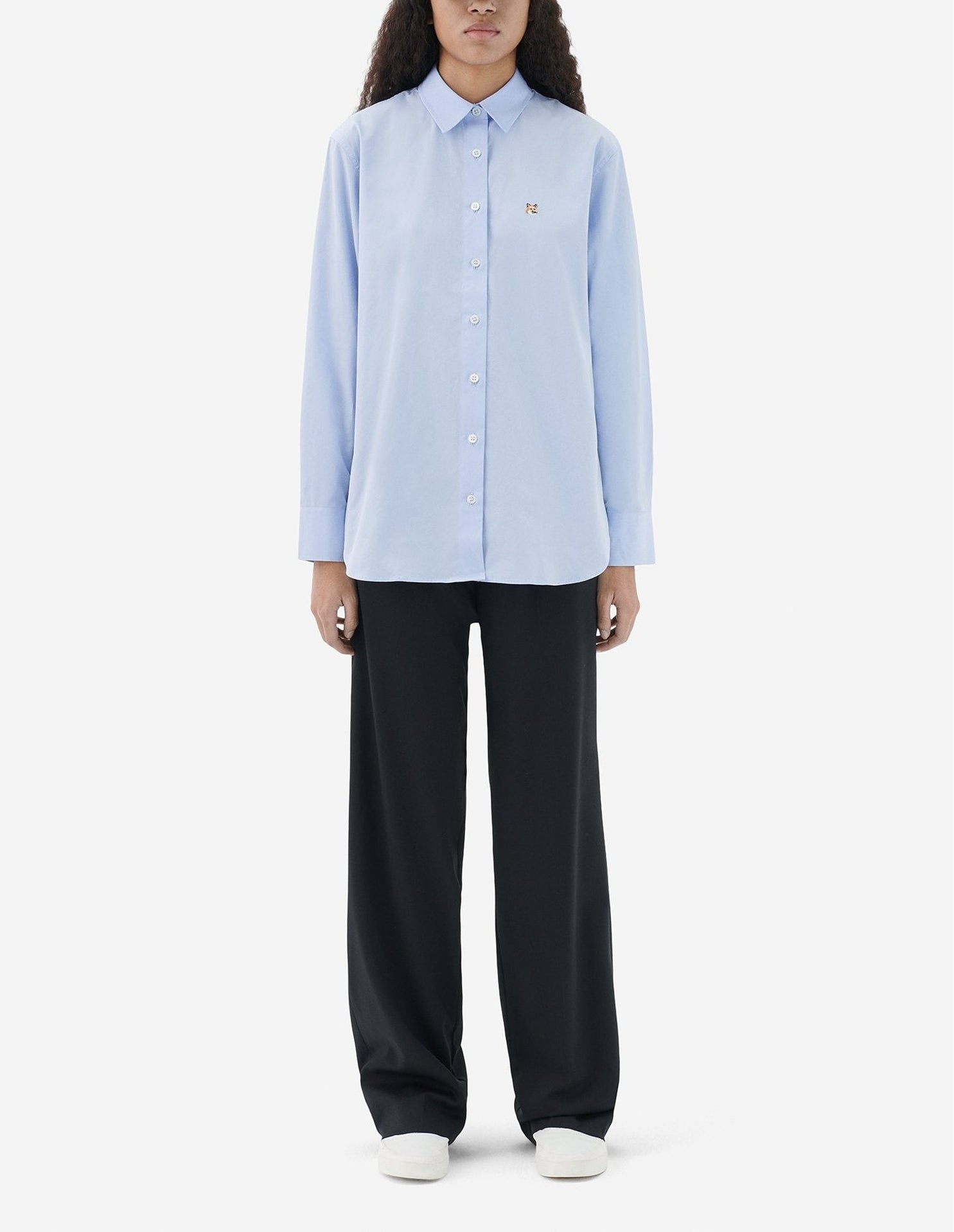 Straight shirt with embroidery - Light Blue