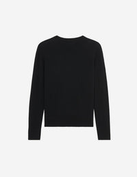 Turtleneck cardigan with double wool crest - Black