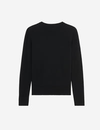 Turtleneck cardigan with double wool crest - Black