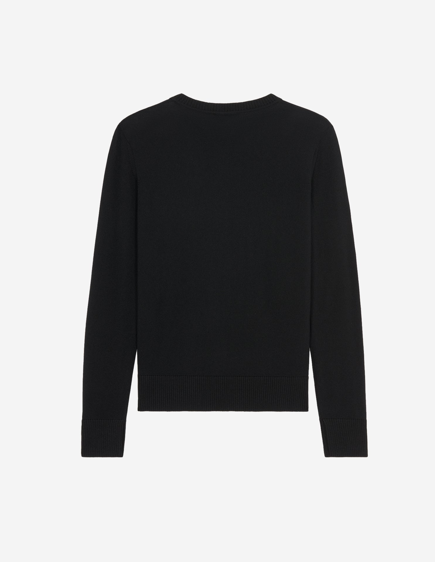 Turtleneck cardigan with double wool crest - Black