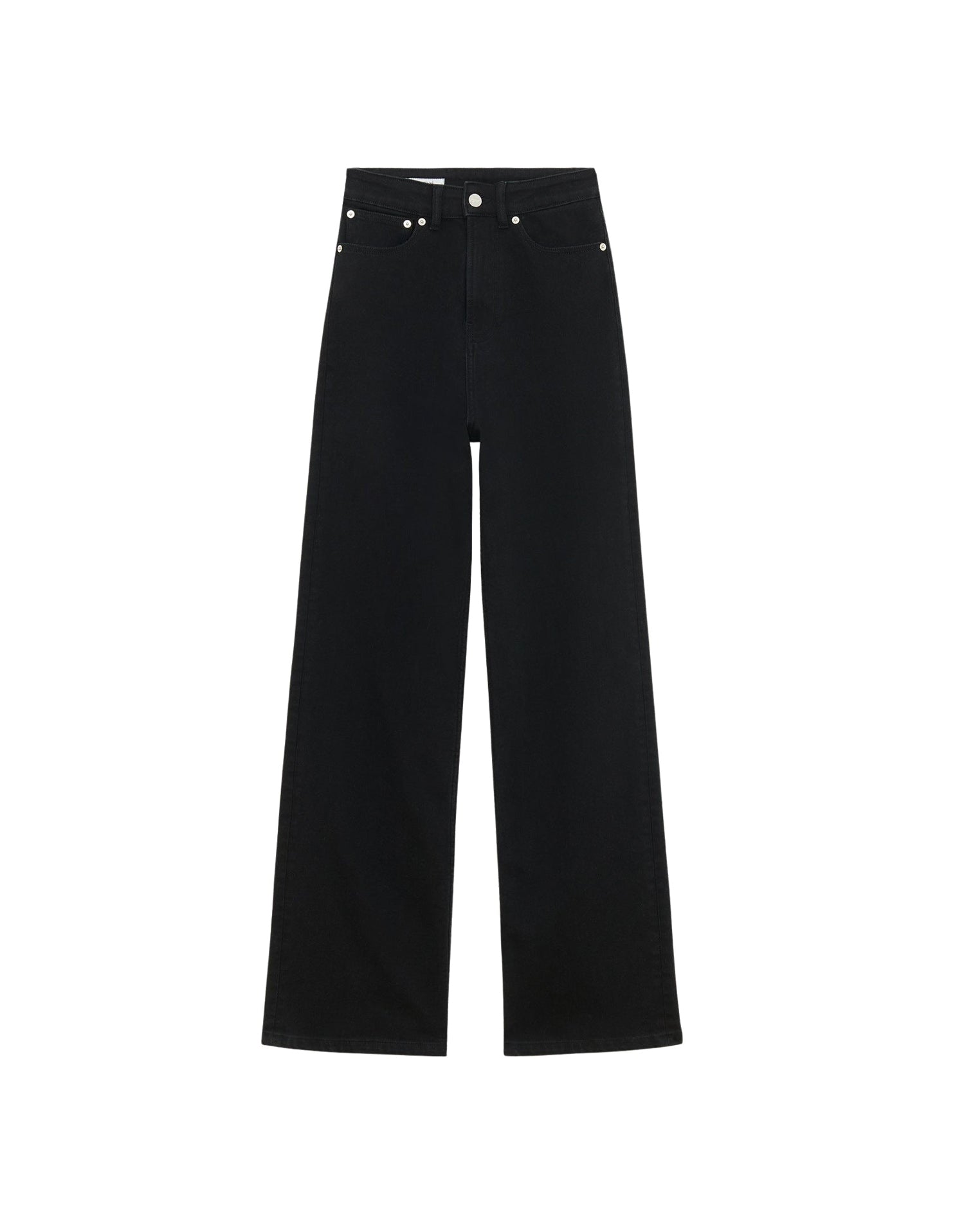 Pantalon large taille haute en denim - Stone Black