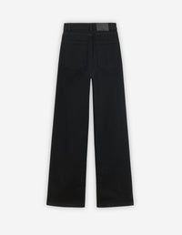 Pantalon large taille haute en denim - Stone Black