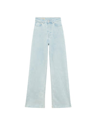 Pantalon large taille haute en denim - Bleached Blue
