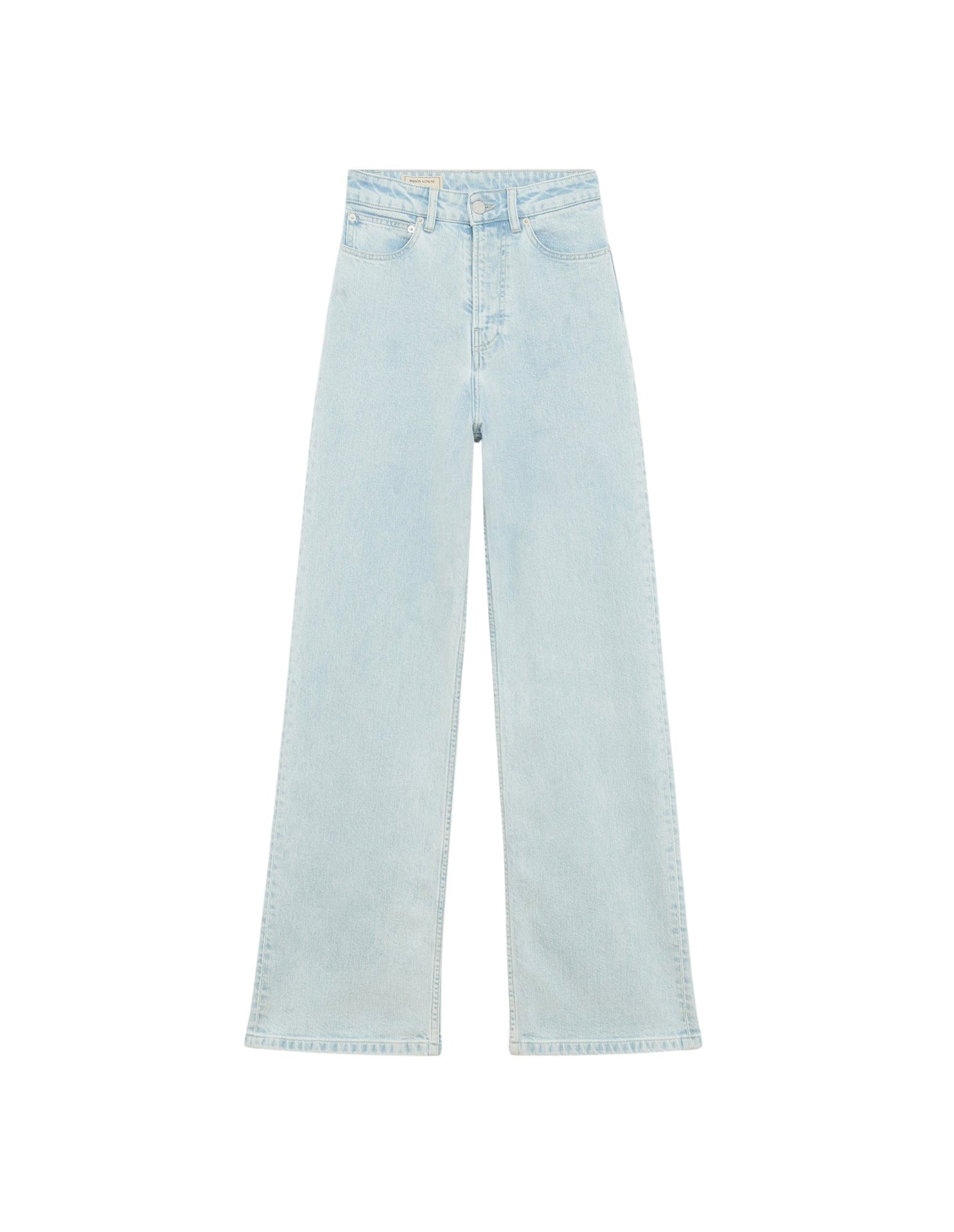 Pantalon large taille haute en denim - Bleached Blue