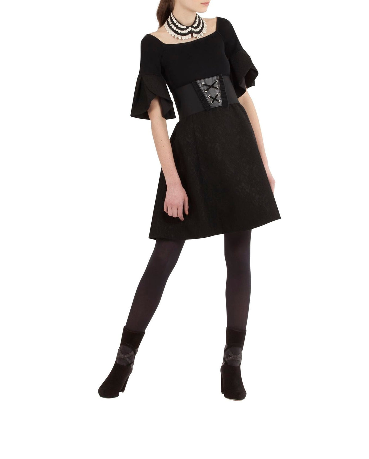 Robe Evaelle en maille et dentelle - Black