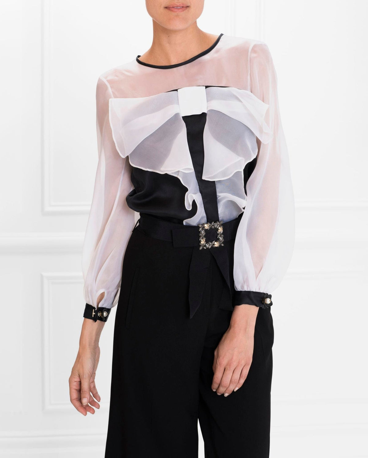 Blouse Ezaline en soie - Black & White