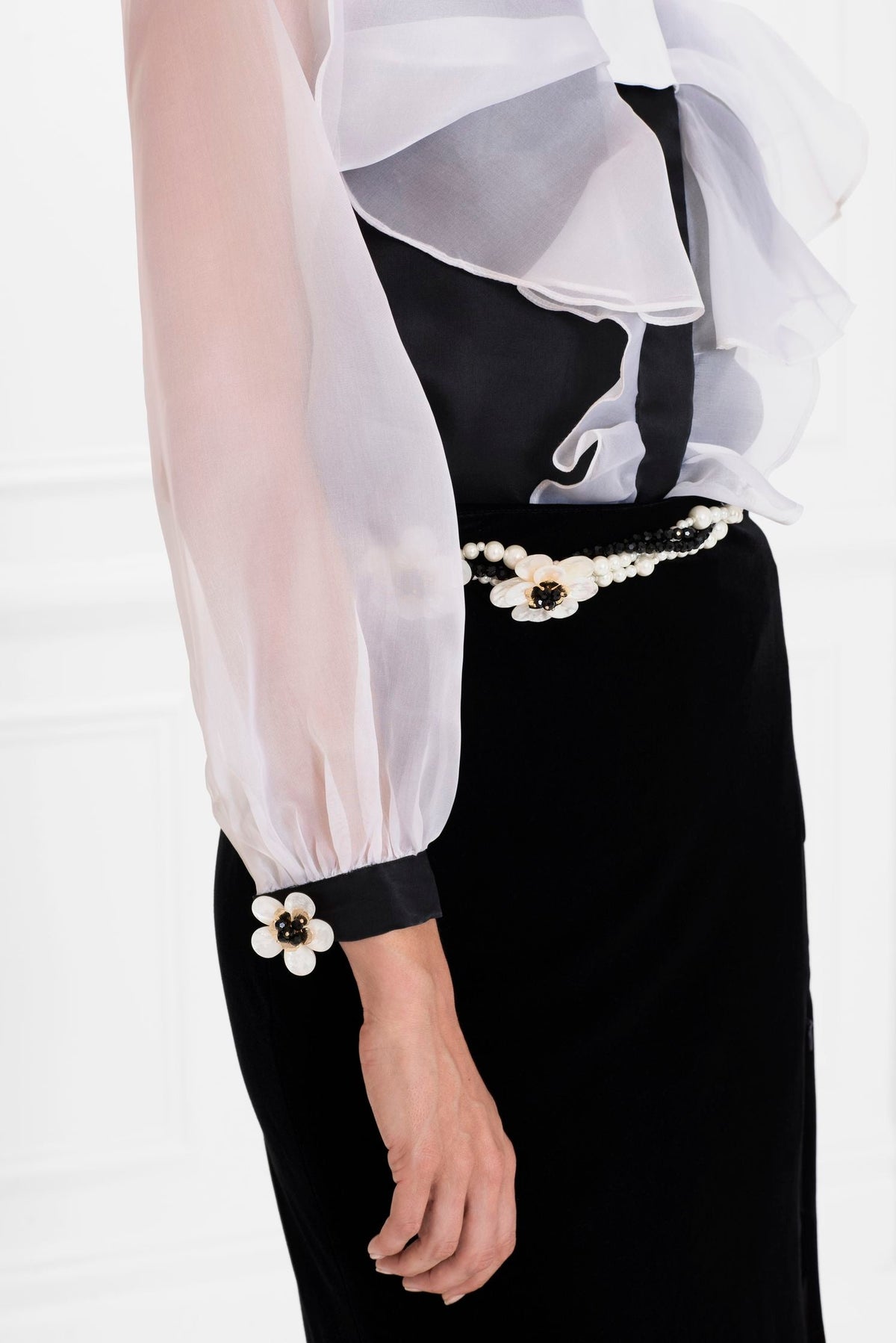 Blouse Ezaline en soie - Black & White
