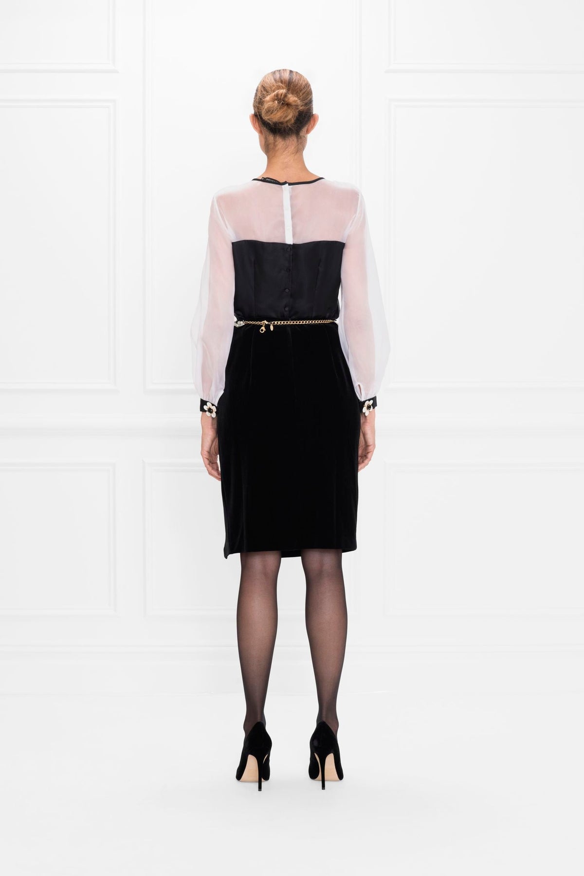 Blouse Ezaline en soie - Black & White