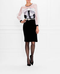 Blouse Ezaline en soie - Black & White