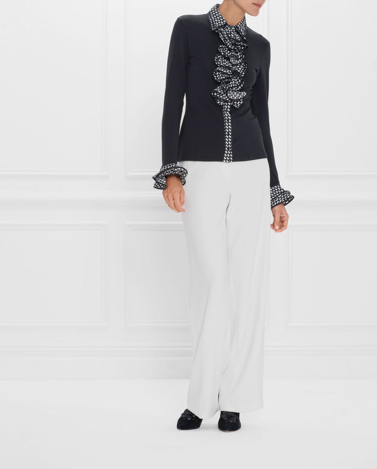 Chemise Stacy à double volants - Black & White
