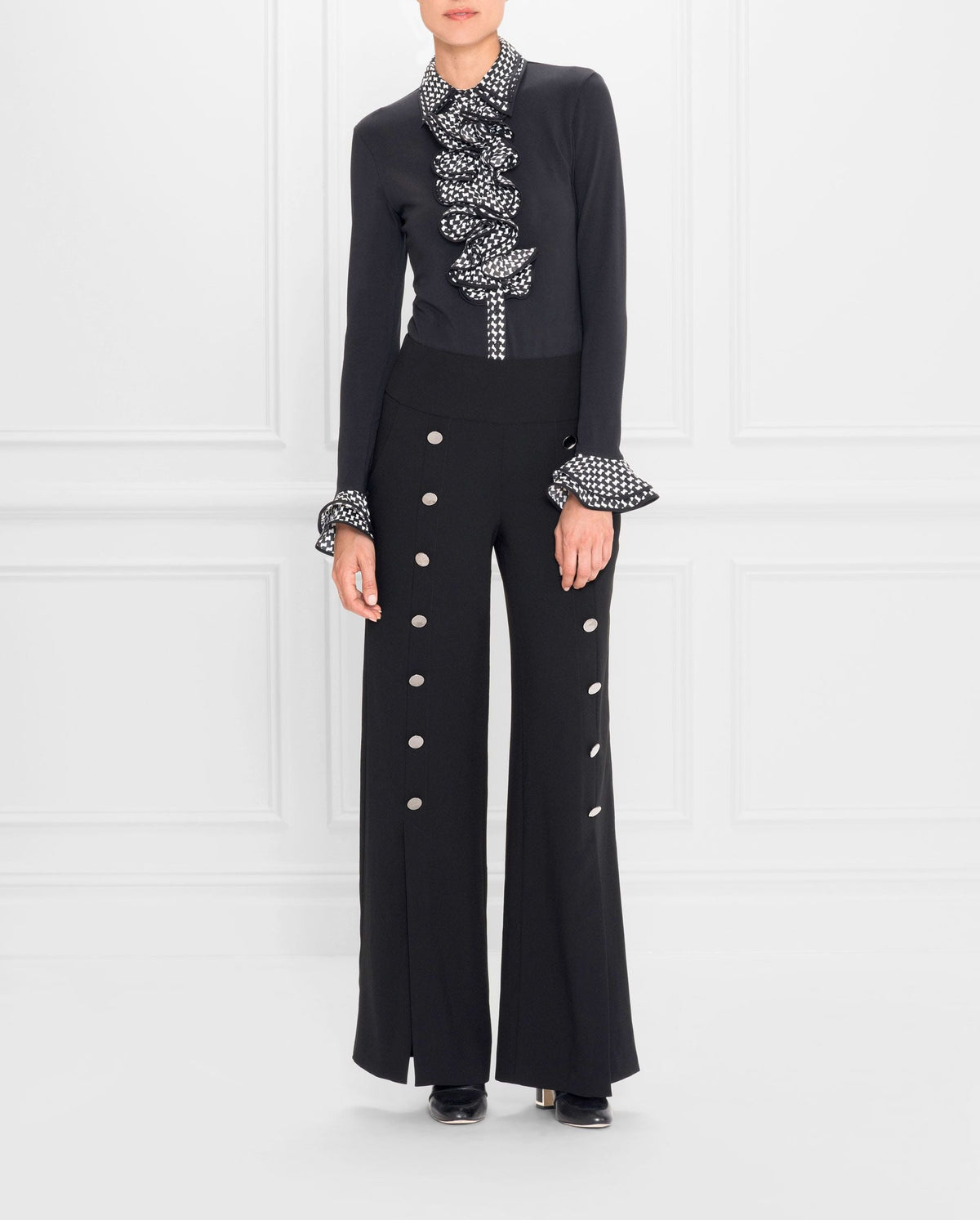 Chemise Stacy à double volants - Black & White