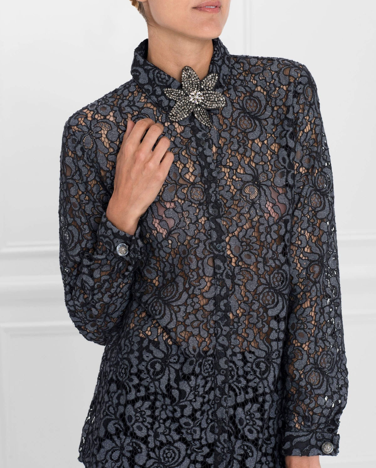 Chemise Selia en dentelle - Silver Grey