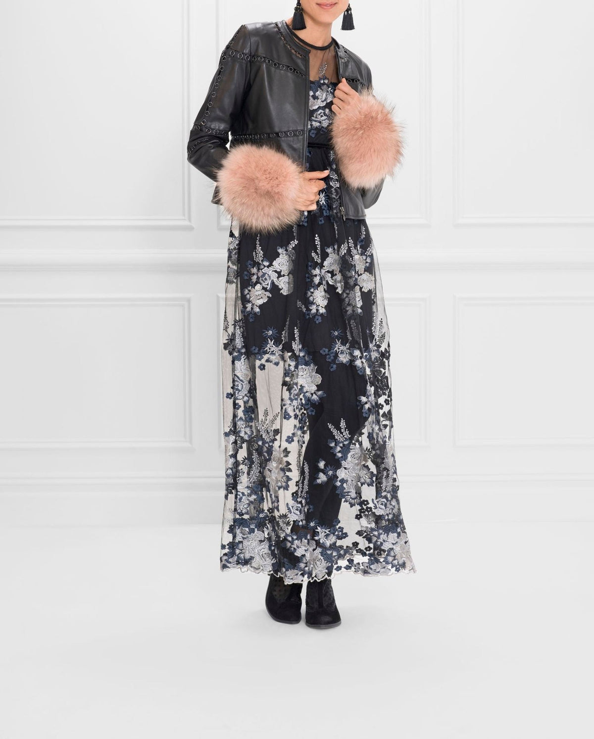 Robe Soleil à détails brodés - Silver Grey