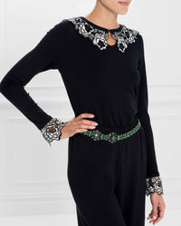 Pull Sapril à détails brodés - Black