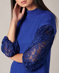 Robe pull Bacary en dentelle - Dark Navy