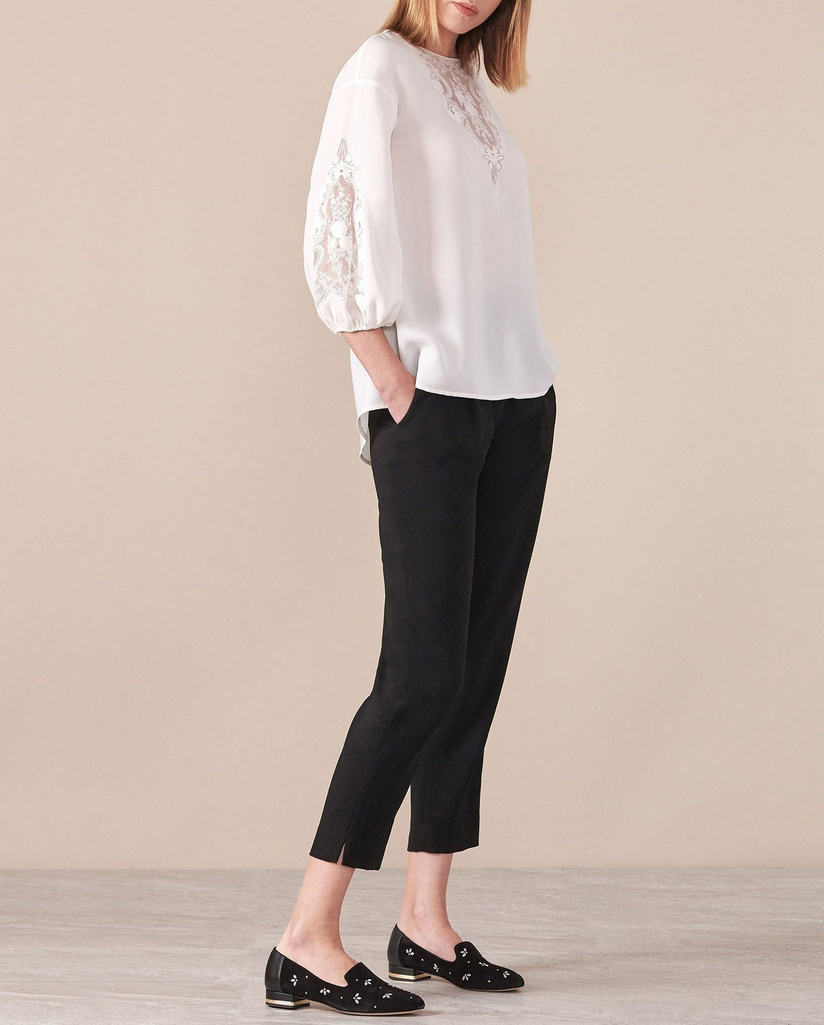 Blouse Lysandra à dentelle - White