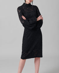Robe Lully en dentelle à manches ballons - Black