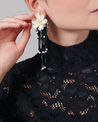 Robe Lully en dentelle à manches ballons - Black