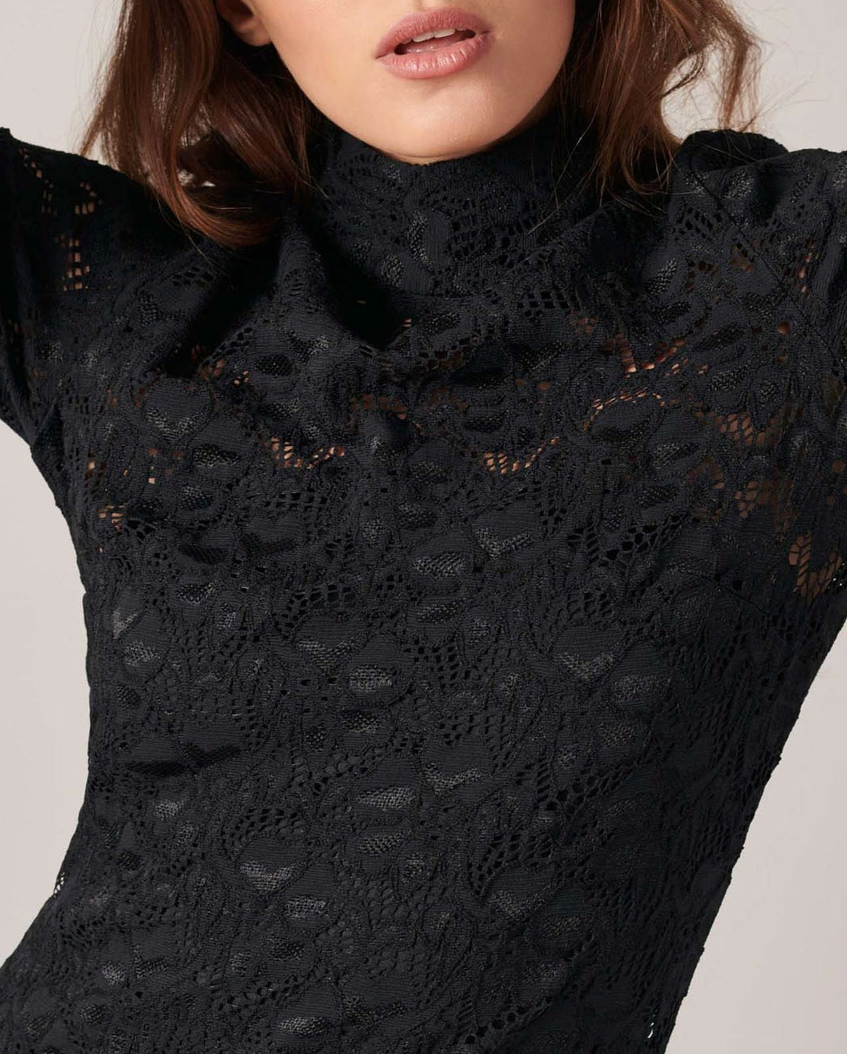 Robe Lully en dentelle à manches ballons - Black