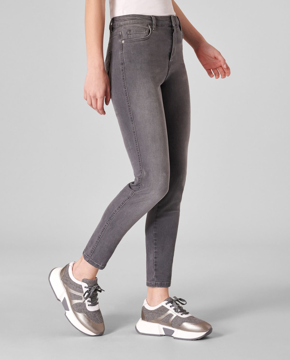 Jeans Lenzo à détails brodés - Heather Grey