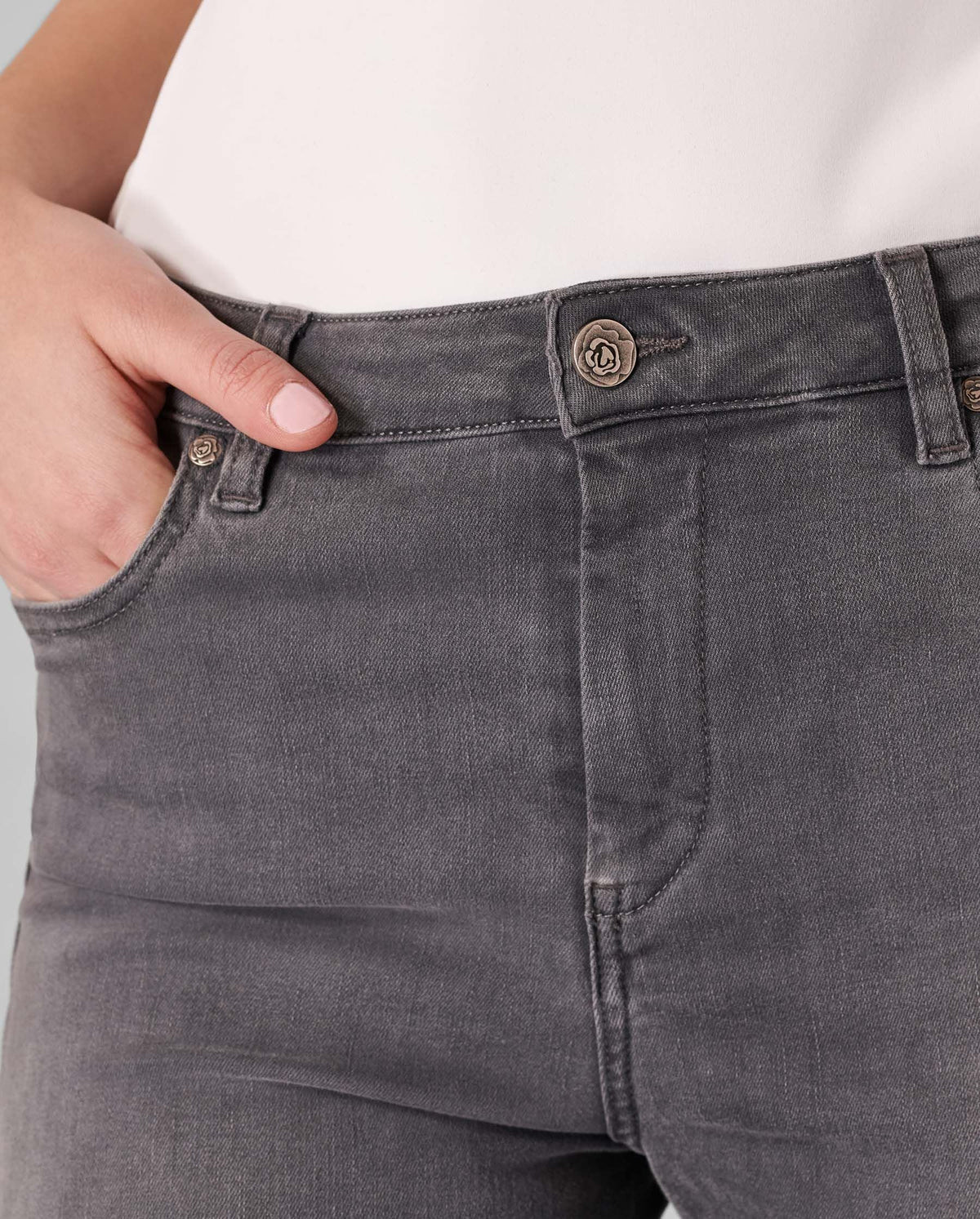 Jeans Lenzo à détails brodés - Heather Grey