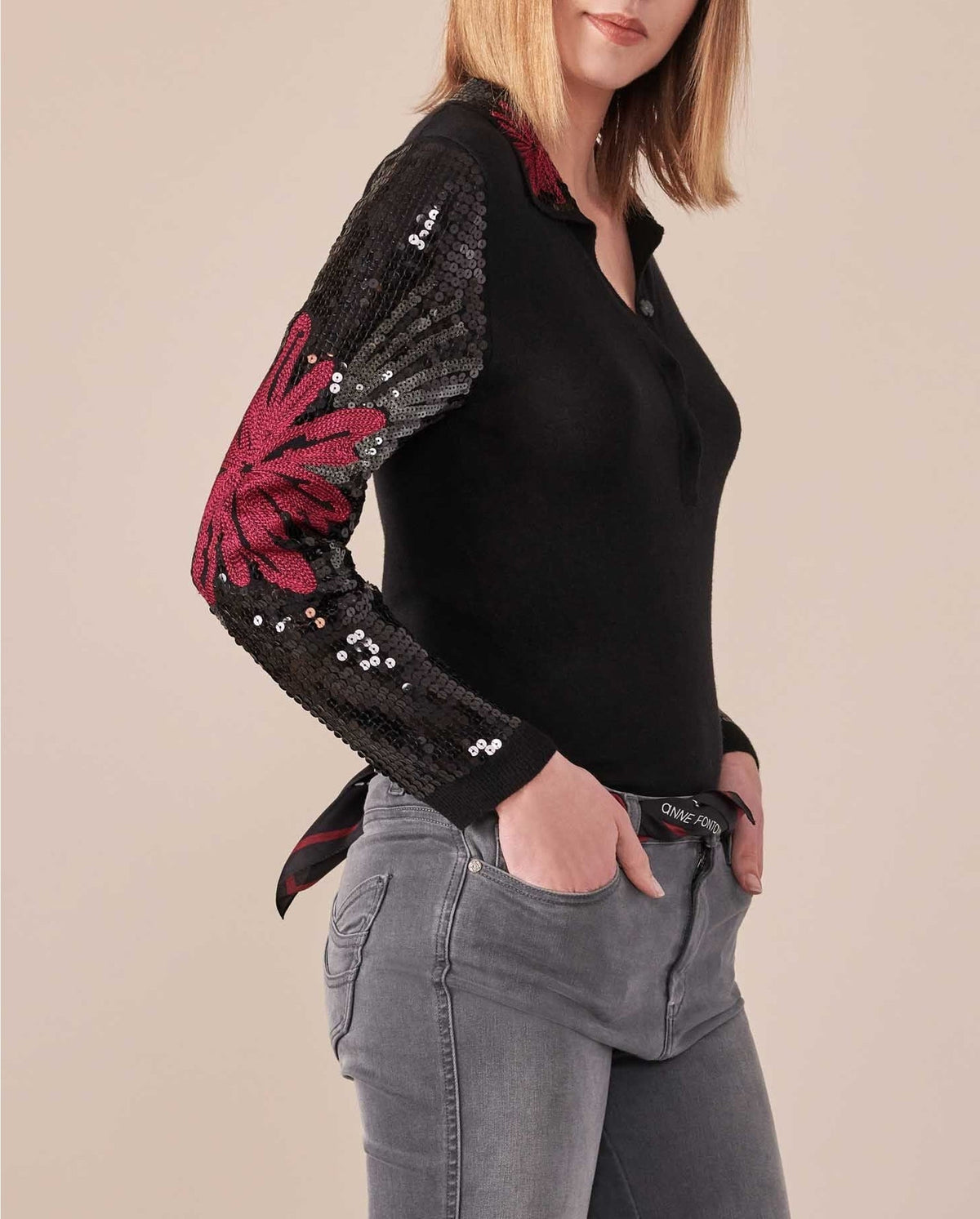 Pull Lisou à détails brodés - Black