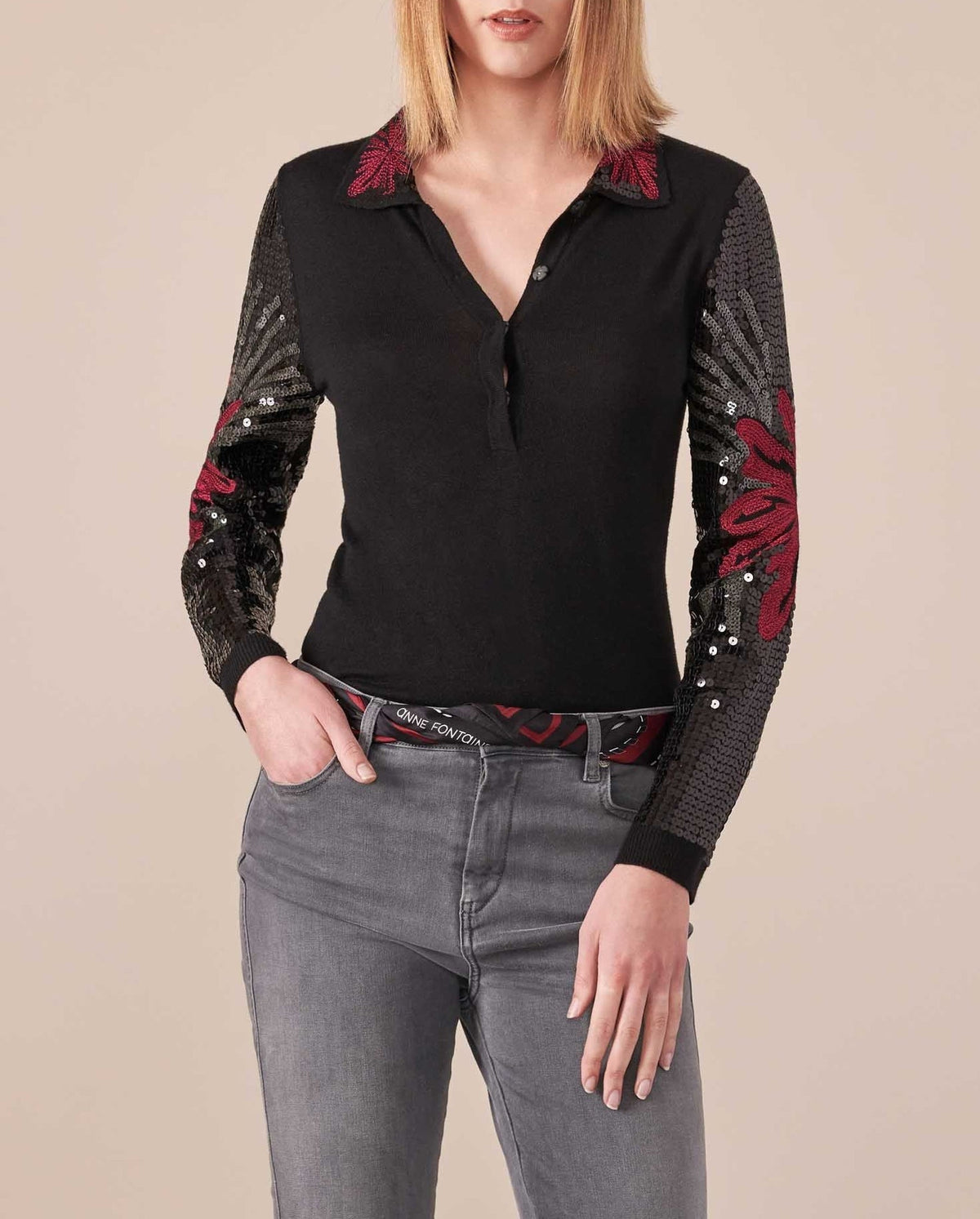 Pull Lisou à détails brodés - Black