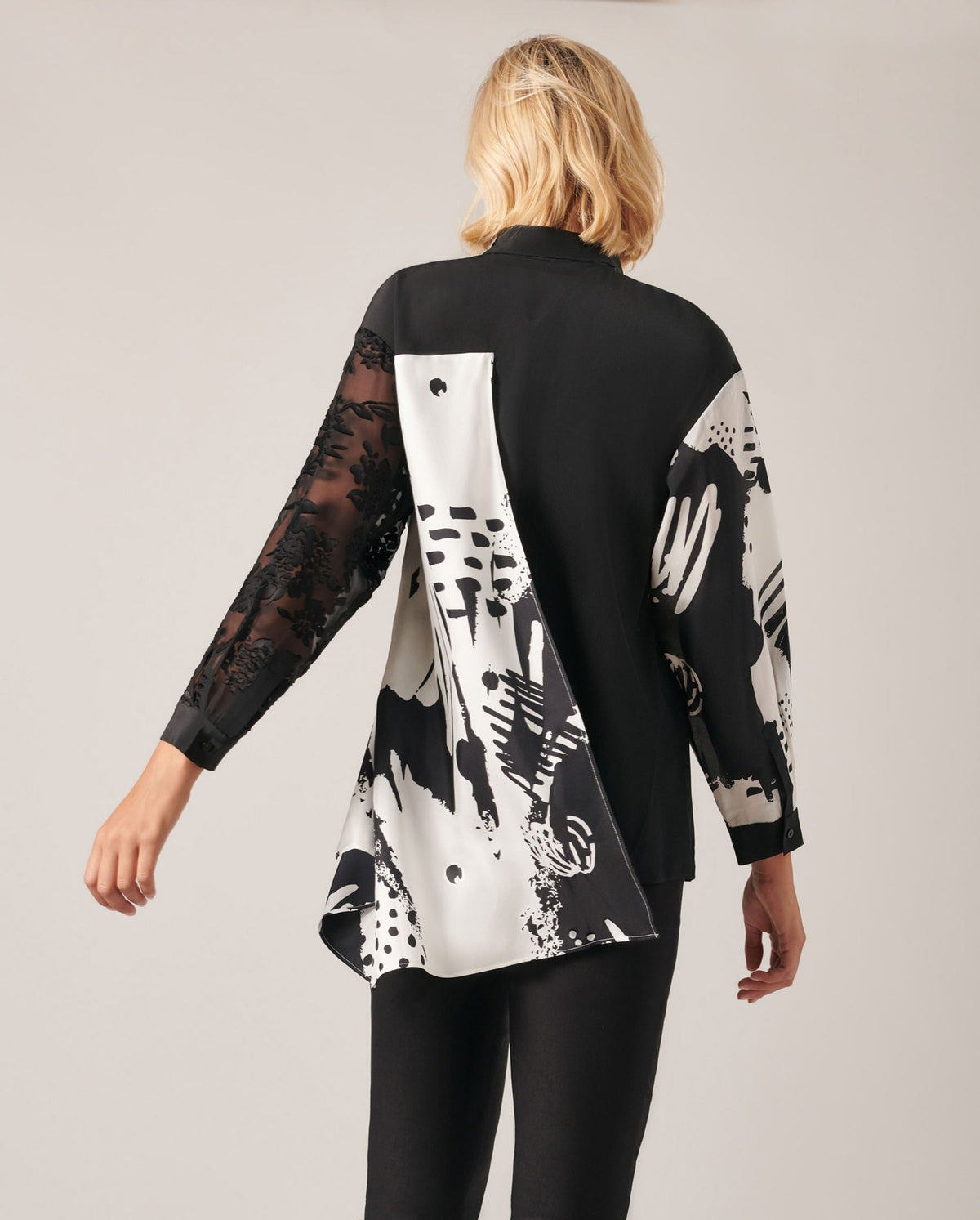 Chemise London en soie - Black & White