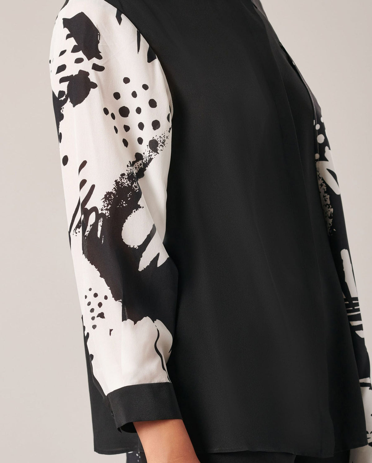 Chemise London en soie - Black & White