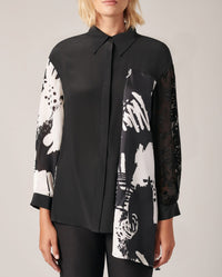 Chemise London en soie - Black & White