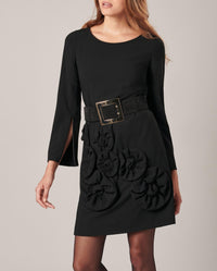 Robe Lavonna avec fleurs tricotées - Black