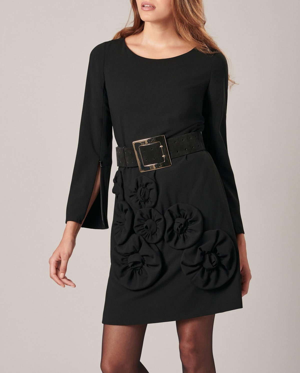 Robe Lavonna avec fleurs tricotées - Black