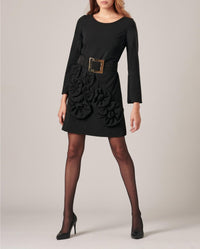 Robe Lavonna avec fleurs tricotées - Black