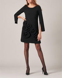 Robe Lavonna avec fleurs tricotées - Black