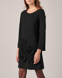Robe Lavonna avec fleurs tricotées - Black