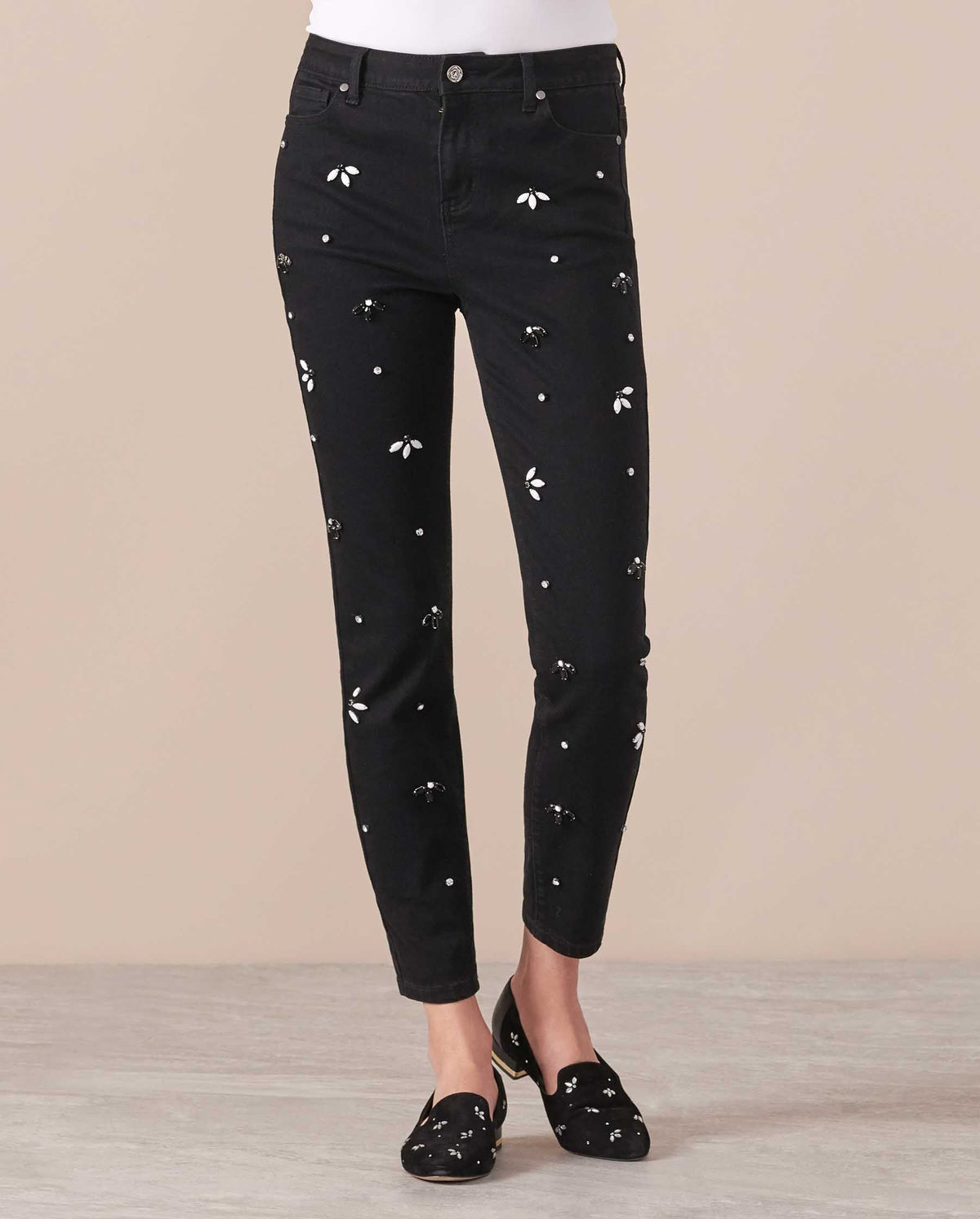 Jeans Luxury à détails brodés - Black