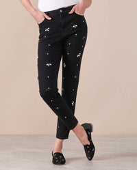 Jeans Luxury à détails brodés - Black