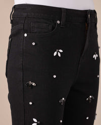 Jeans Luxury à détails brodés - Black