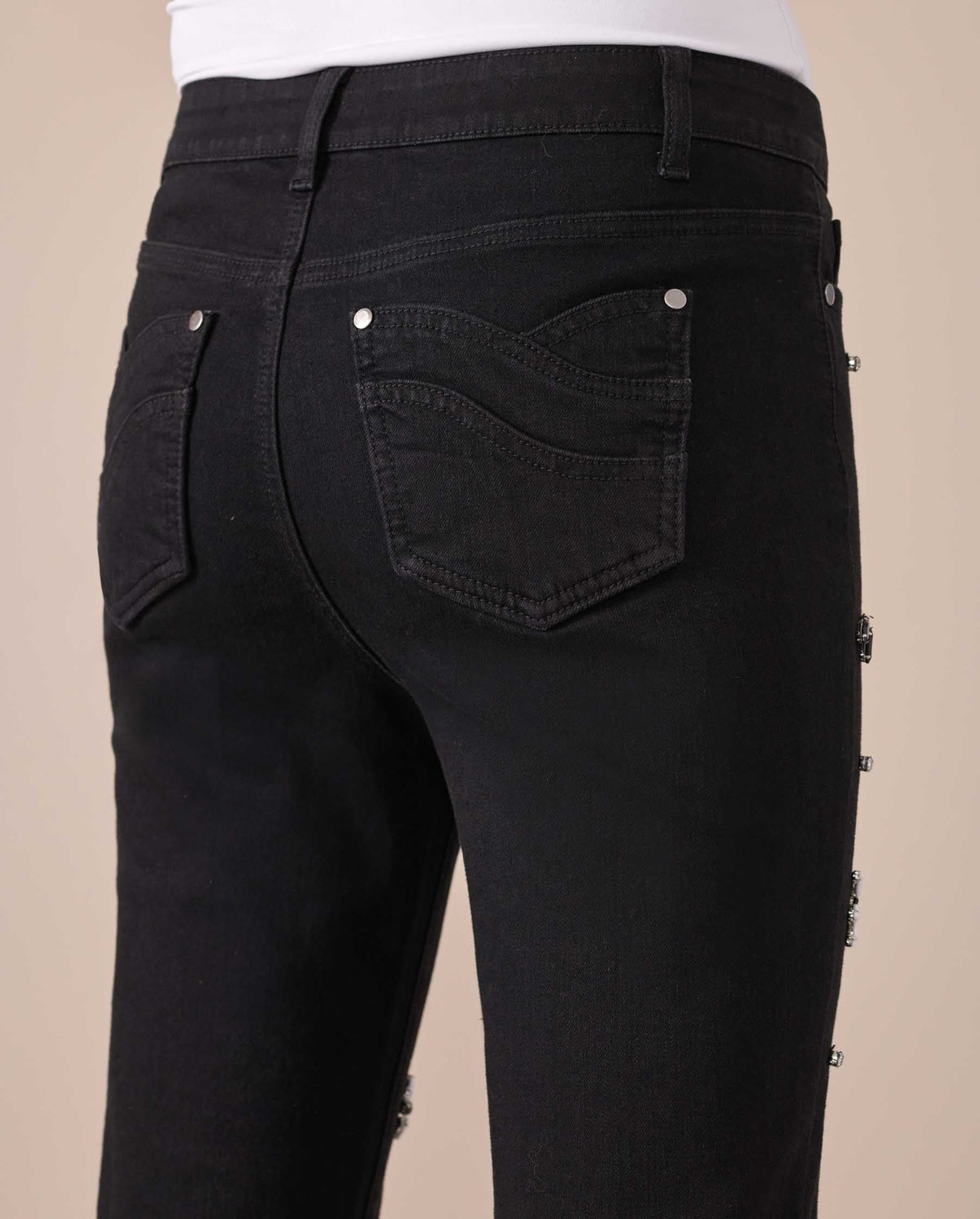 Jeans Luxury à détails brodés - Black