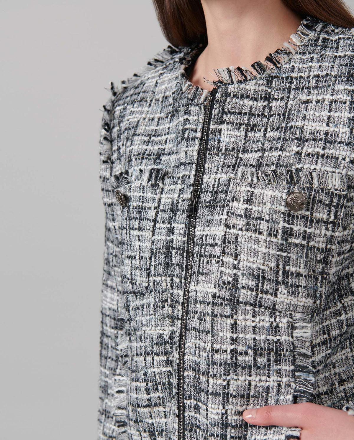 Veste Francoise en twéed - Black & White