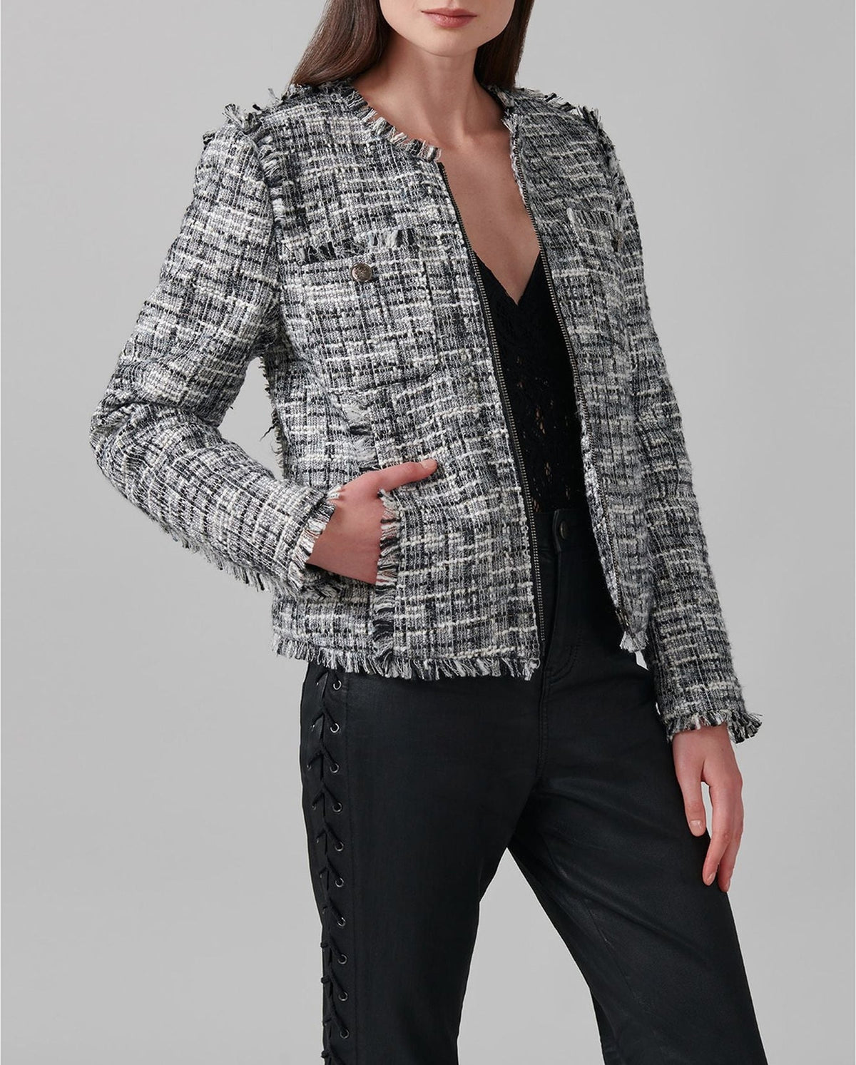 Veste Francoise en twéed - Black & White
