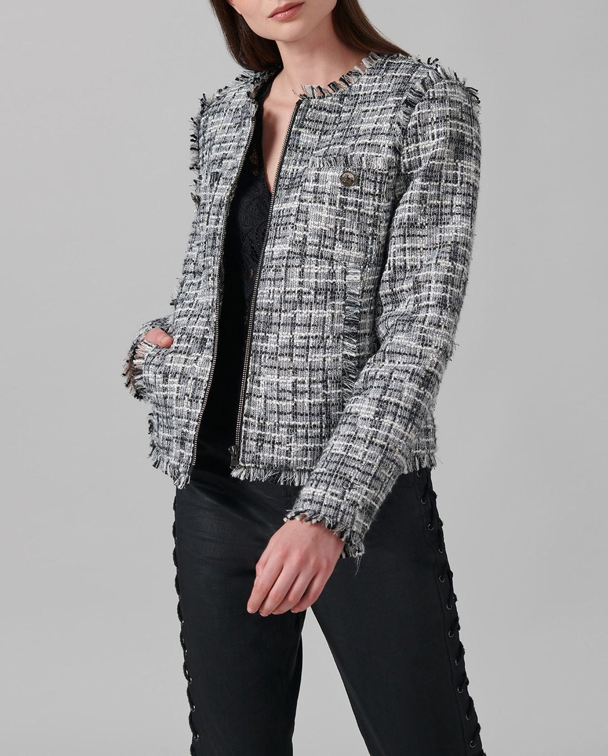 Veste Francoise en twéed - Black & White